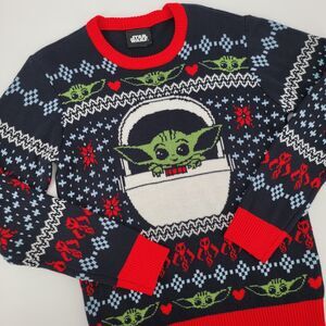 Star Wars Grogu Baby Yoda Mandalorian Long Sleeve Christmas Sweater M
